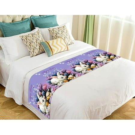 Gckg Happy Easter Bed Runner Bedding Scarf Size 20x95 Inches
