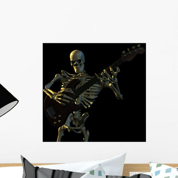 Skeleton Playing Guitar Wall Mural by Wallmonkeys Peel and Stick Graphic (18 in W x 15 in H) WM286117