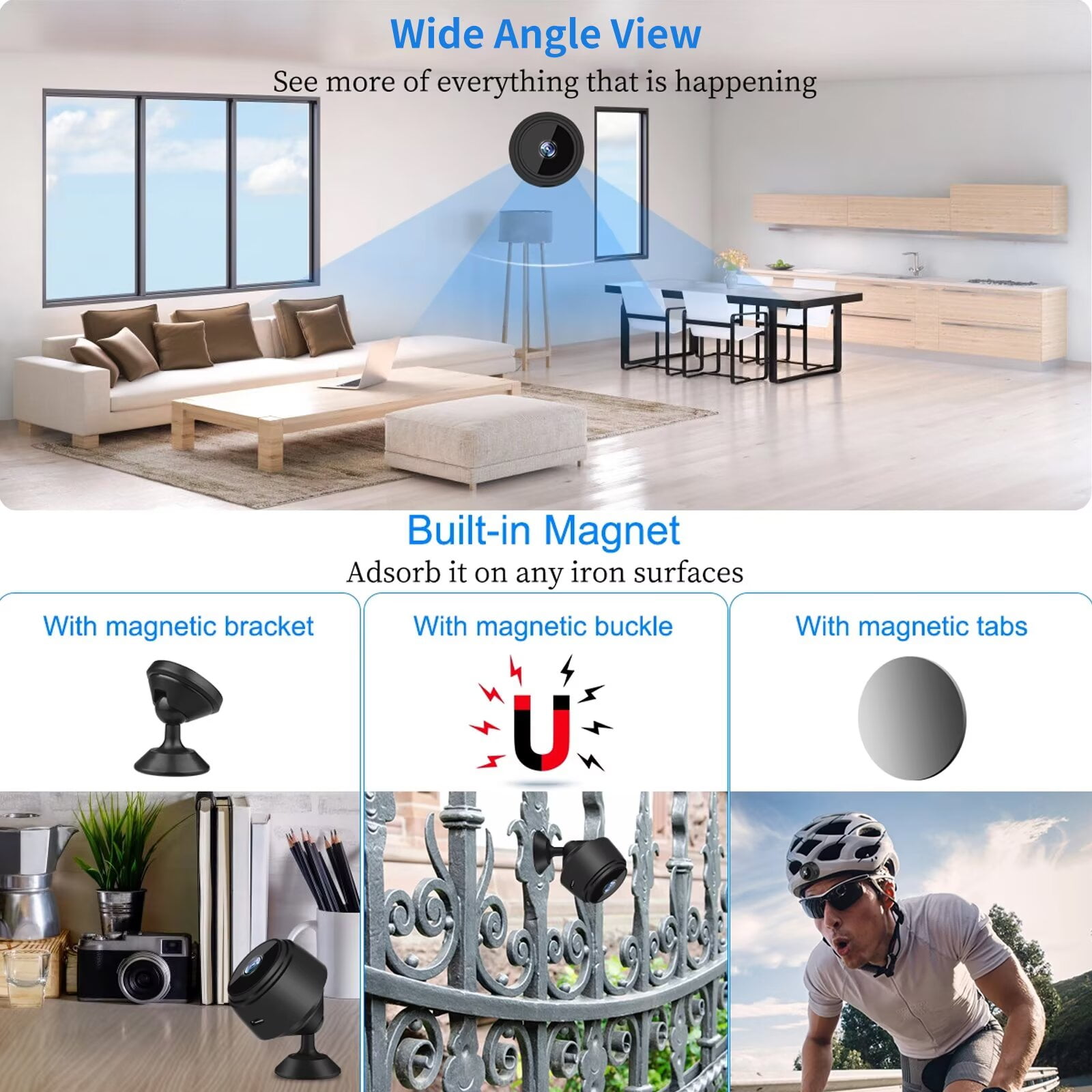 3 pack Mini 1080P HD WiFi Wireless Security Camera Night Vision Home Outdoor Remote Monitoring