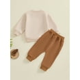 thumbnail image 3 of FEORJGP Little Boy Casual Sweat Outfits 1T 2T 3T 4T 5T Toddler Baby Long Sleeve Sweatshirts Letter Print Pullovers Round Neck Tops with Sweatpants Sol Comfy Cute 2Pcs Clothes for Spring Fall, 3 of 6