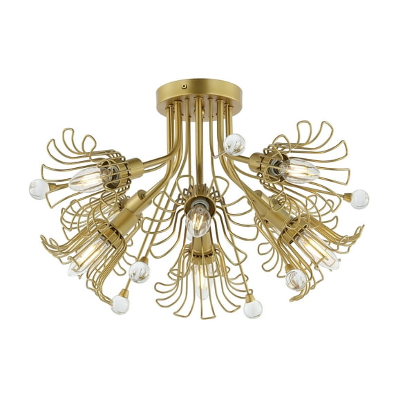 SAFAVIEH Leandra 19 in. Glam 8-Light Gold Iron Mount Light with Shade