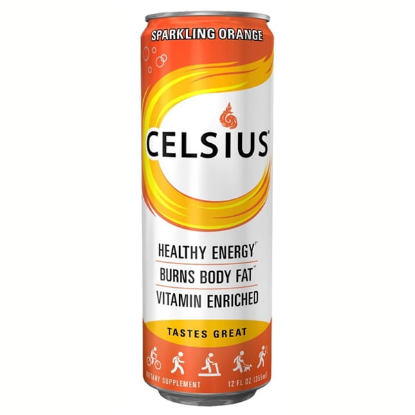 Celsius Sparkling Orange 12 oz Cans Pack of 4