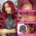 thumbnail image 3 of Lace European and American style women's synthetic fiber wig, wine red long wavy hair, 3 of 10