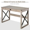 thumbnail image 4 of HOMCOM Home Office Computer Desk, Rustic Writing Desk, Farmhouse Workstation with Storage Drawer, X-Frame, 4 of 8