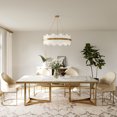 thumbnail image 2 of POVISON 63" Bura Modern Faux Marble Dining Table For 4，White Rectangular Tabletop Gold Stainless Legs, 2 of 7