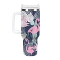 thumbnail image 3 of Vintage Flamingo 40 Oz Tumbler with Handle and Straw Lid, Stainless Steel Insulated Travel Coffee Mug, Vacuum Insulated Water Bottle for Home, Office, Car, Keep Hot/Cold for Hours, 3 of 8