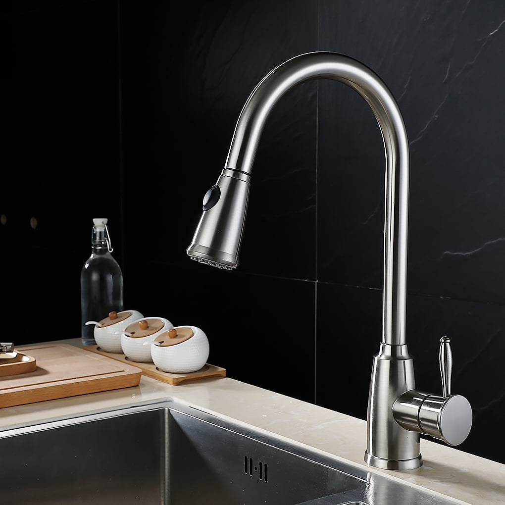 Kepooman Kitchen Faucet Sink, Single Handle Water Tap, Arc Pull-down Type Sprayer (Type1) Kepooman Kitchen Faucet Sink, Single Handle Water Tap, Arc Pull-down Type Sprayer (Type1)
