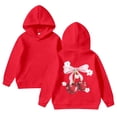 thumbnail image 2 of Oiyii Girl's Sweet Graphic Hoodie Long Sleeve Cherry Bow Print Hooded Sweatshirt Casual Daily Pullover Top,Red, 2 of 4