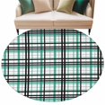 thumbnail image 2 of Teal Black Plaid Round Area Rug 6 FT, Non Slip Bedroom Rugs, Farmhouse Teal Black Checkered Washable Soft Circular Carpet Non-Shedding Floor Mat for Kitchen Dining Room Home Office Kids Room, 2 of 8