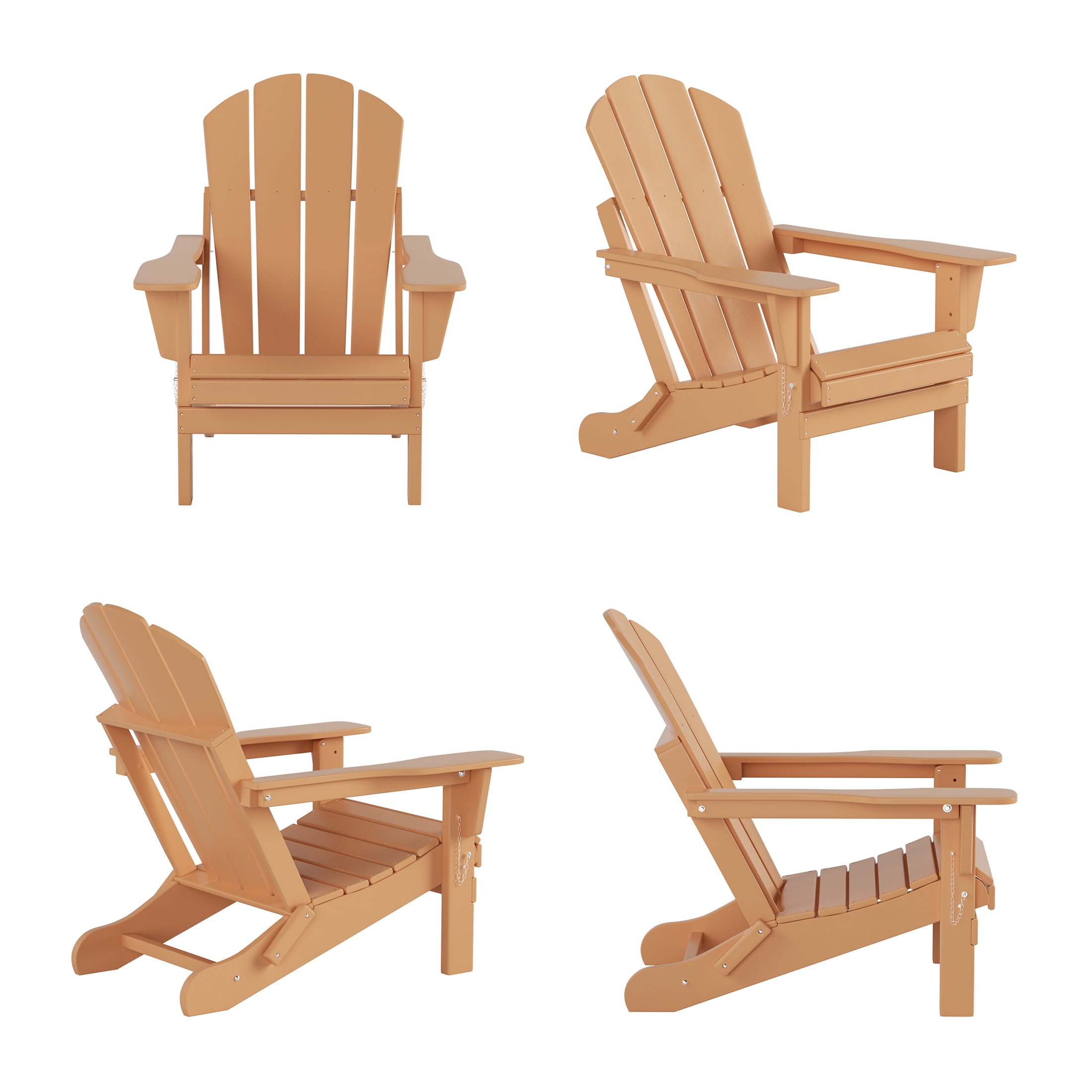 WestinTrends Malibu 5-Piece set classic Adirondack chairs with ottoman and a small coffee table (2 seater), Teak