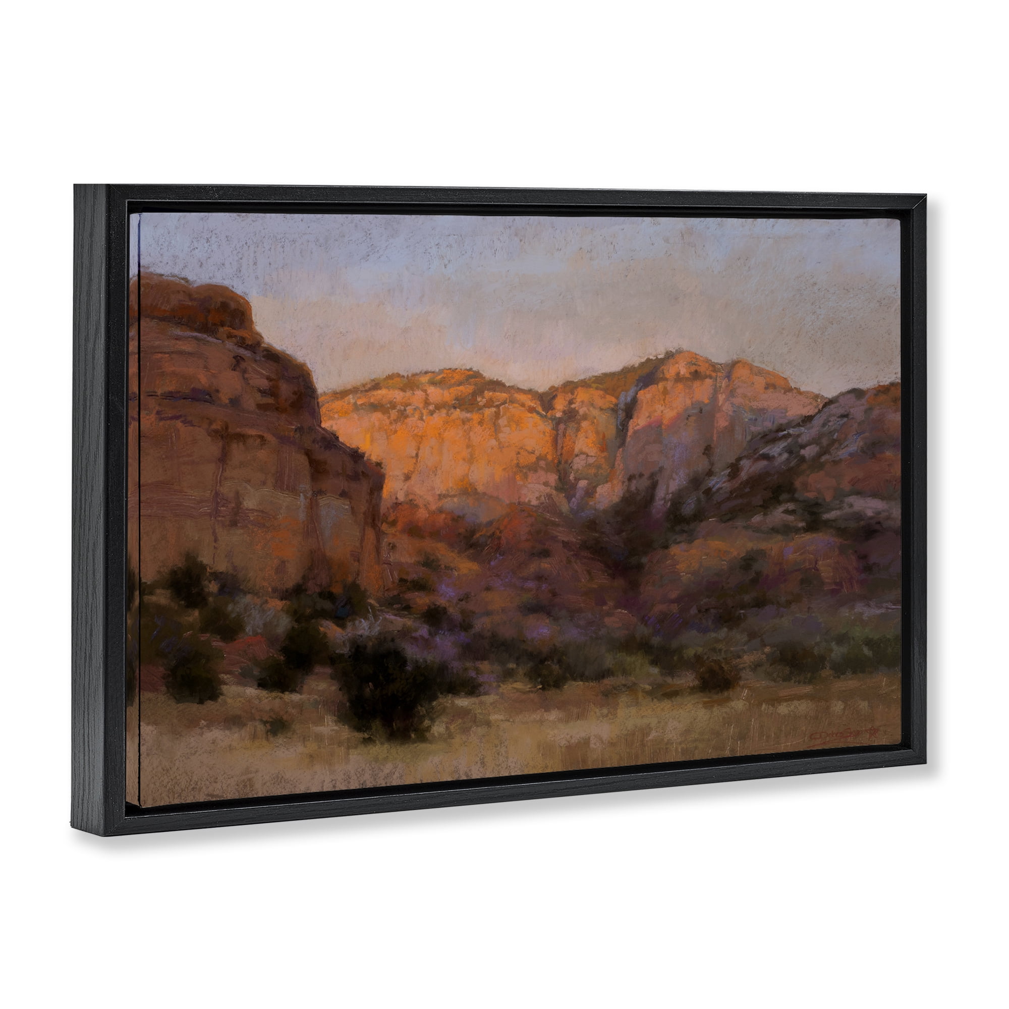 Stupell Industries Canyon Cliffs Landscape Landscape & Nature Painting Black Floater Framed Canvas Art Print Wall Art, 25 x 17