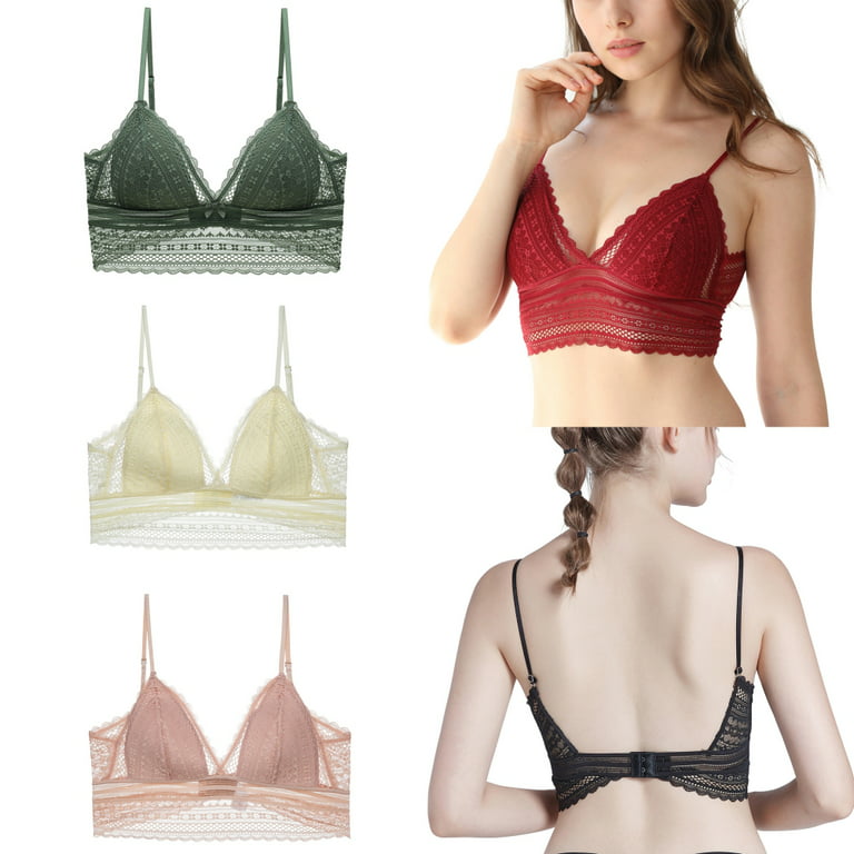 Sexy Backless Strapless Bra Push Up Plus Size Bras for Women Thin Lace  Bralette Mesh Lingerie Brassiere Low Back Underwear Burgundy M 