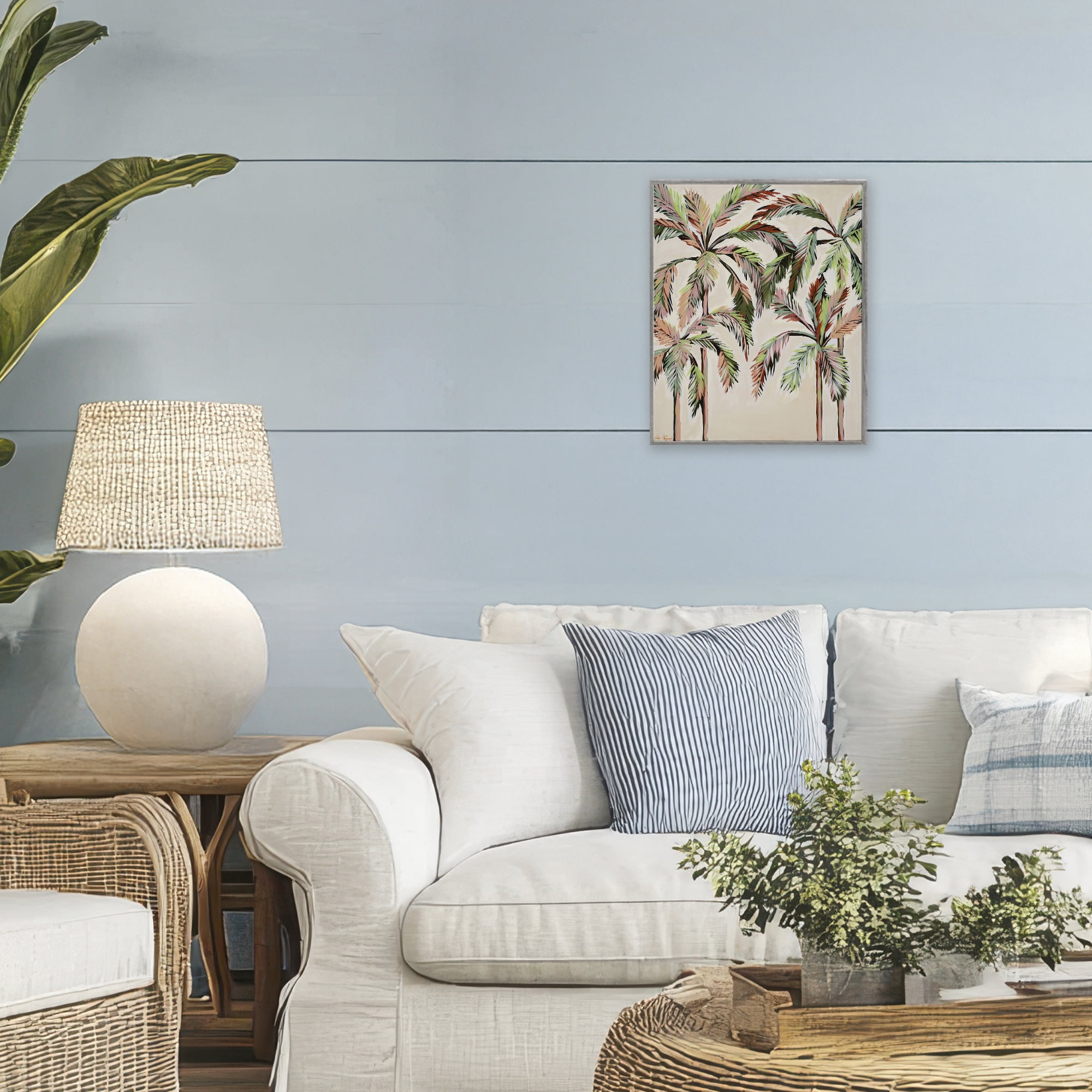 Stupell Industries Blushing Palm Tree Canopy Gray Framed Giclee Art, design by Dani Heyward