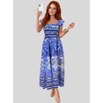 thumbnail image 2 of Vestido Largo para Mujer Vestido Casual Midi con Estampado Elegante y Manga con Volante Vestido Stretch Fresco y Cómodo para Dama, 2 of 5
