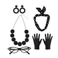 thumbnail image 3 of Paquete de 5 1950S Conjunto de disfraces para mujer Gafas de Diadema Pendiente Lunares Accesorios 50S Guantes para Halloween Negro Yinane Disfraz de Halloween, 3 of 8
