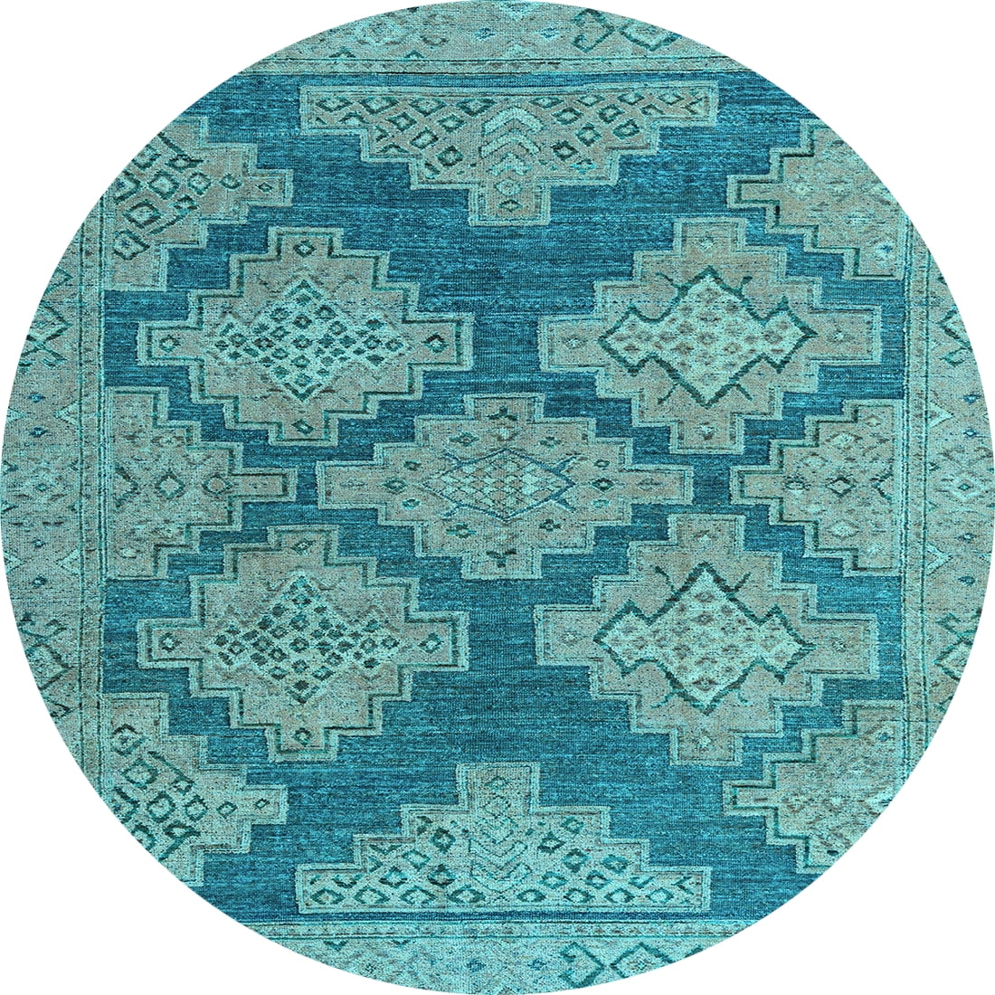 Ahgly Company Indoor Round Abstract Light Blue Modern Area Rugs, 5 ...