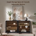 thumbnail image 5 of Modular 3PCS Storage Cabinet Set, 2 Fluted Buffets with 1 Glass Door Sideboard, Adjustable Shelves, DIY Wooden Organizer Unit for Living Room,Kitchen, White, 5 of 11