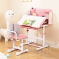 thumbnail image 4 of Costway Kid's Study Desk & Chair Set with Tilt Desktop, Pen Holder & Tray, Reading Stand Pink, 4 of 10