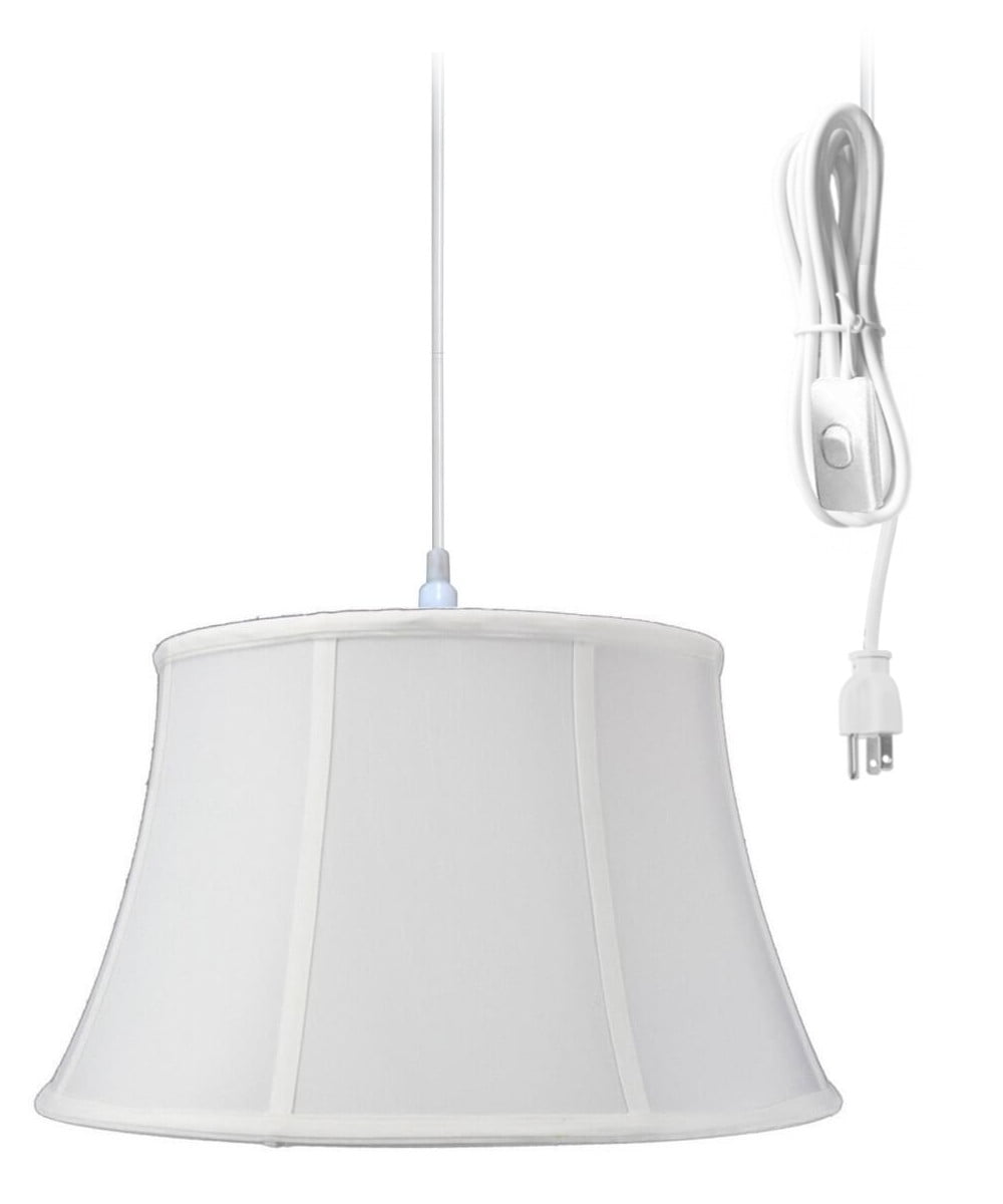 1 Light Plug In Swag Pendant Ceiling White Shade