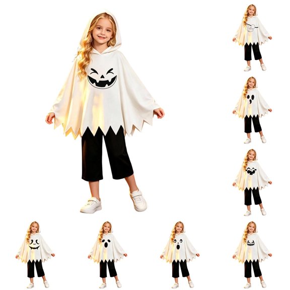 JAJAHO Toddler Boys Girls Halloween Outfits Ghost Poncho Hoodie And Capris 2 Piece Sets Kids Halloween Clothes 3M-9T