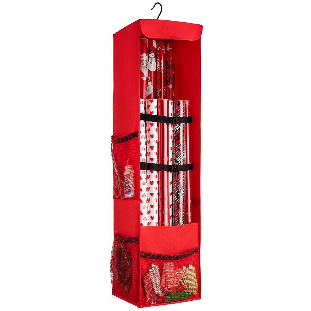 Premium 600D Oxford Hanging Gift Wrap Storage Fits 25 30" Rolls