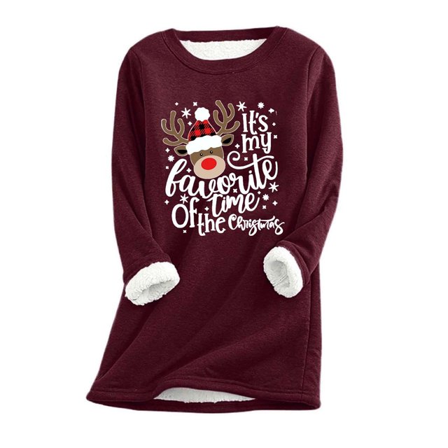Hot6sl Women's Printed Round Neck Long Sleeved Top