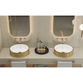 thumbnail image 3 of MEJE 16.75 Inch LUXURY Gold Stripes Round Art Basin, Above Counter Bathroom Vessel Sink, Porcelain Ceramic Countertop Sink(Include pop up drain), 3 of 5