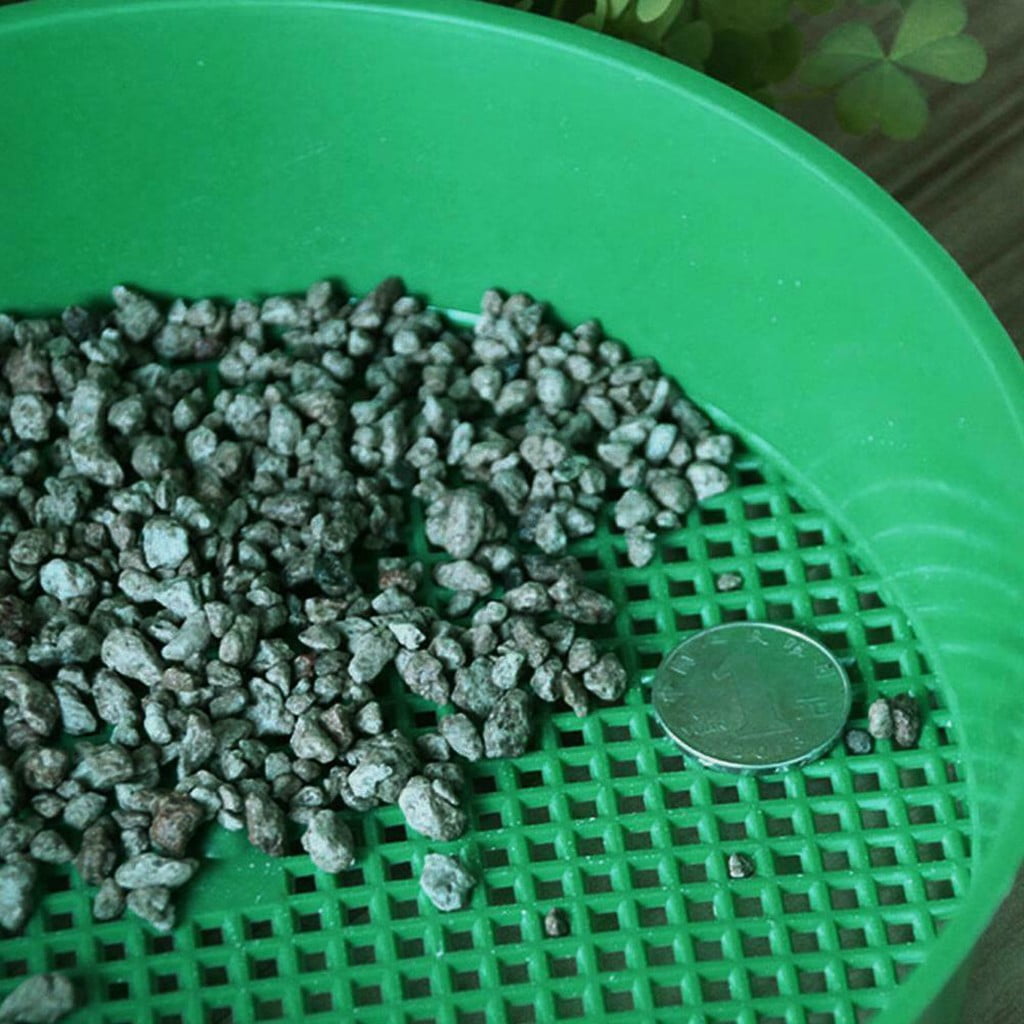 Garoy 1 Pack Rock Garden Sieve Soil Sifter,Round Plastic Gardening Soil Sifting Pan Sand Sifter Set,Sifting Tray for Small Gravel,Sifter for Rocks,Dirt Sifter,Sifting Pan,Sifting Screen,Garden Sifter