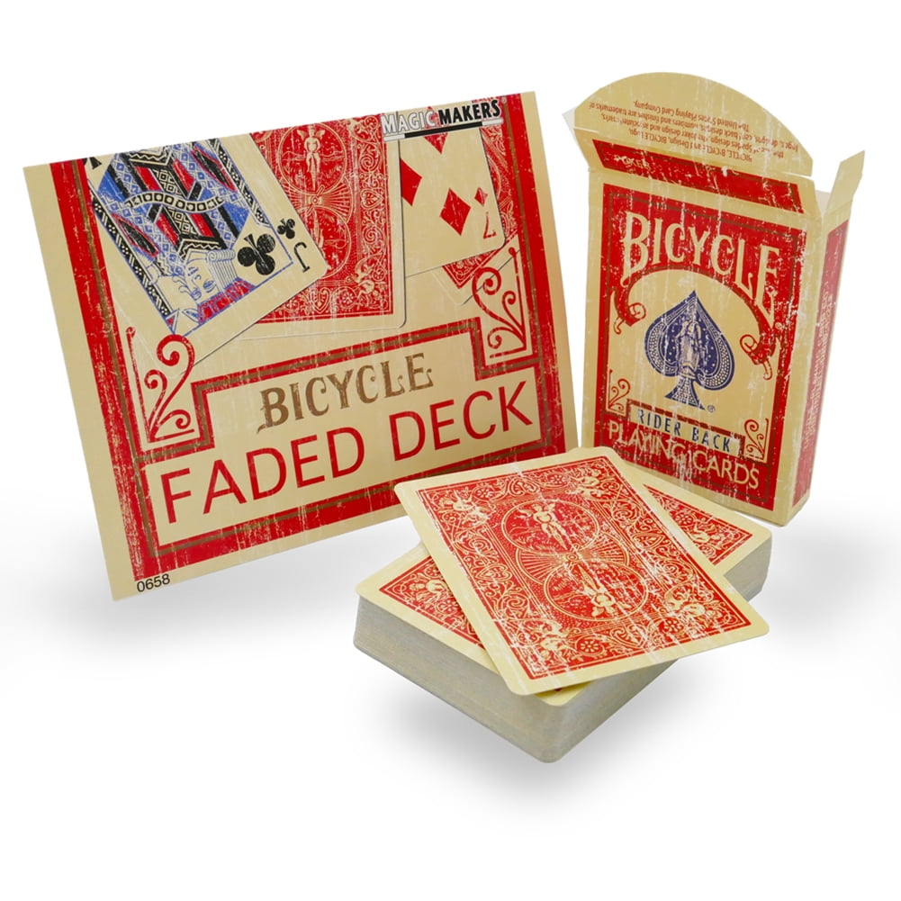 Magic Makers Faded Rider Back Red Bicycle Deck Playing Cards