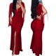 thumbnail image 3 of Vestidos sexys para mujer cita noche contraste lentejuelas borlas fruncidas hendidura bodycon maxi vestido formal, 3 of 5