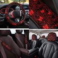 thumbnail image 3 of XYZCANDO Red Bow Spider Web 14 Pieces Auto Seat Covers Full Set Steering Wheel Cover Center Console Pad Seat Belt Covers Headrest Covers Cup Coasters for Most Cars SUVs Sedans, 3 of 7