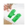 thumbnail image 5 of INSPIRE CHIC Women's Glove Satin Bead Decor Full Finger Wrist Length Short Gloves for Elegant Wedding Green, 5 of 6