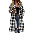 thumbnail image 2 of IUYRTFE Women's Long Plaid Button Down Shirt Jacket Casual Oversized Flannel Coat with Pockets, 2 of 8