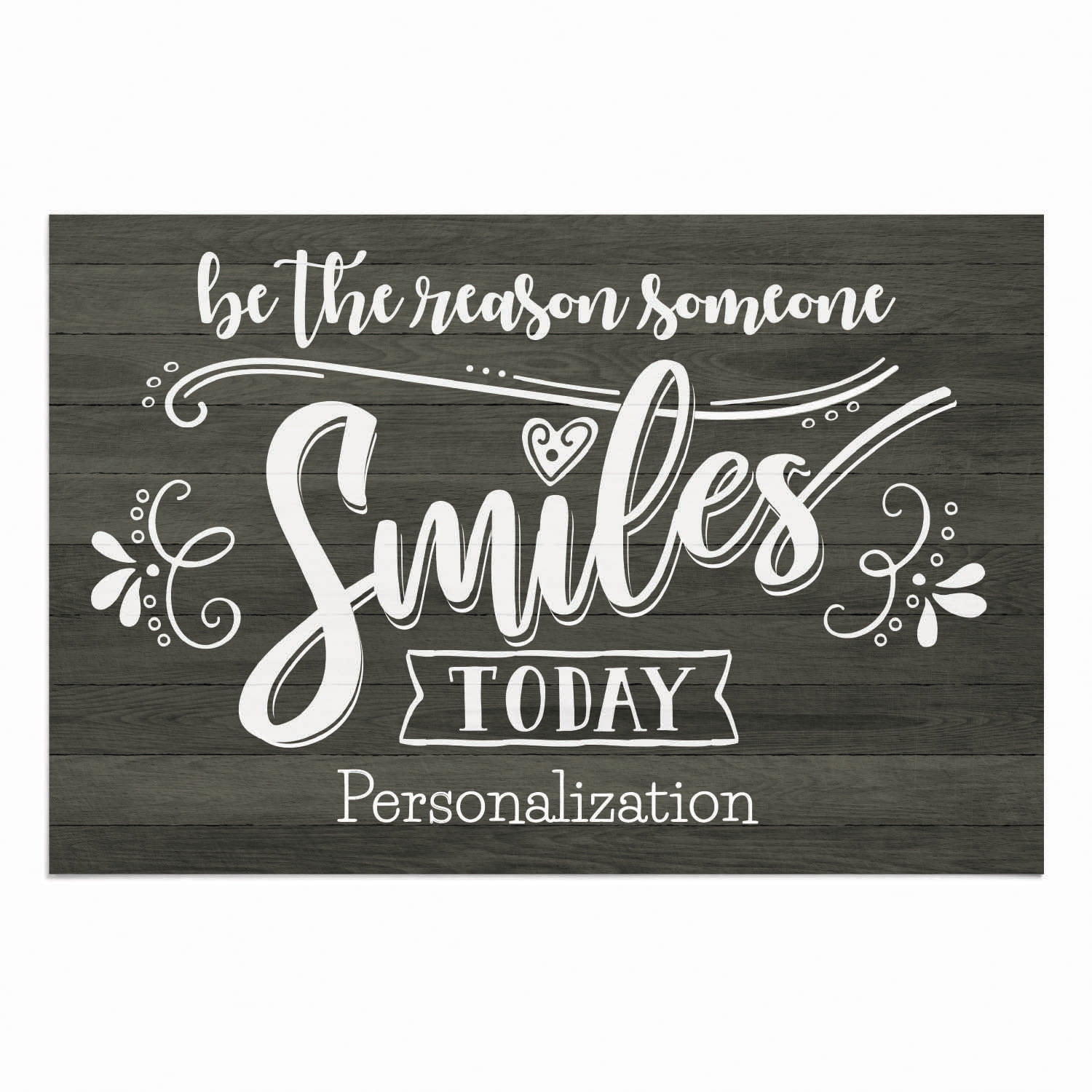 Personalized Planet 27x18 Be The Reason Someone Smiles Today Uplifting Doormat with Custom Family Name Printed on Gray Rectangular 1/4” Thick Non Slip Mat for Kitchen Hallway Deck or Porch