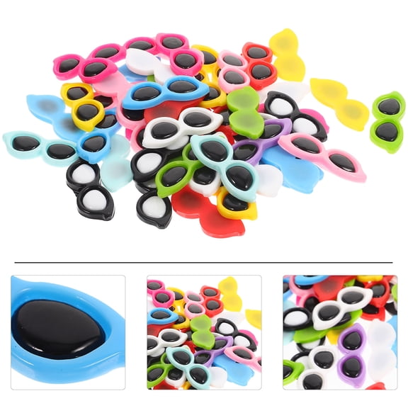 LEORX 50Pcs Assorted Color Resin Glasses Charms for Hairpin and Phone Case Decoration