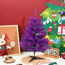 2FT Artificial Christmas Tree Purple Mini Tabletop Christmas Pine Tree with Plastic Stand Small Xmas Tree for Indoor Outdoor Holiday Home Decoration
