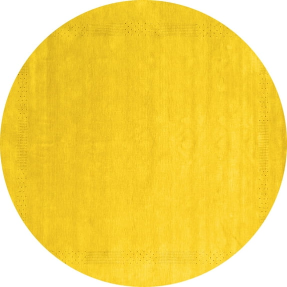 Ahgly Company Indoor Round Solid Yellow Modern Area Rugs, 3' Round