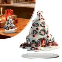 BinKFF Acrylic Christmas Village Desktop Ornament Gingerbread House Christmas Village Collectible Buildings Figurines Ceramic Shop House for Holiday Xmas Decor Gift