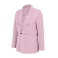 thumbnail image 5 of hoksml Blazers for Women, Solid Color Plus Size Double Button Turndown Collar Suit Jacket Pocket Long Sleeved Mid-length Top S-4XL, 5 of 6