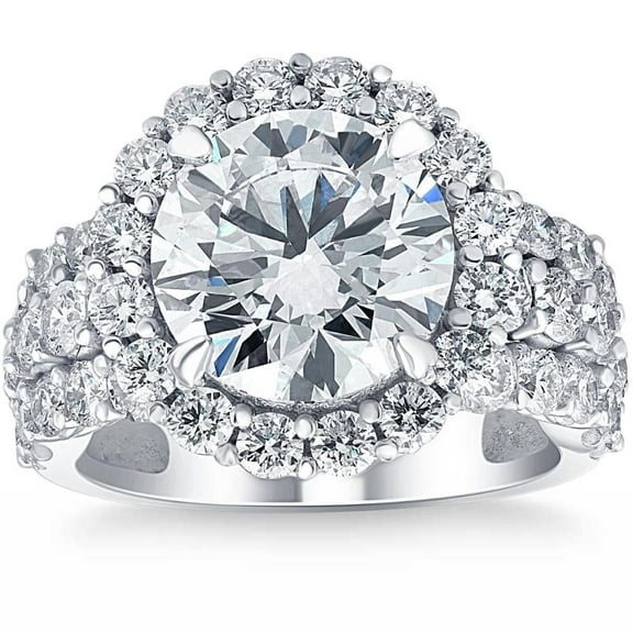 Pompeii 6 1/2Ct Diamond Halo Engagement Ring Lab Grown in 14k White or Yellow Gold