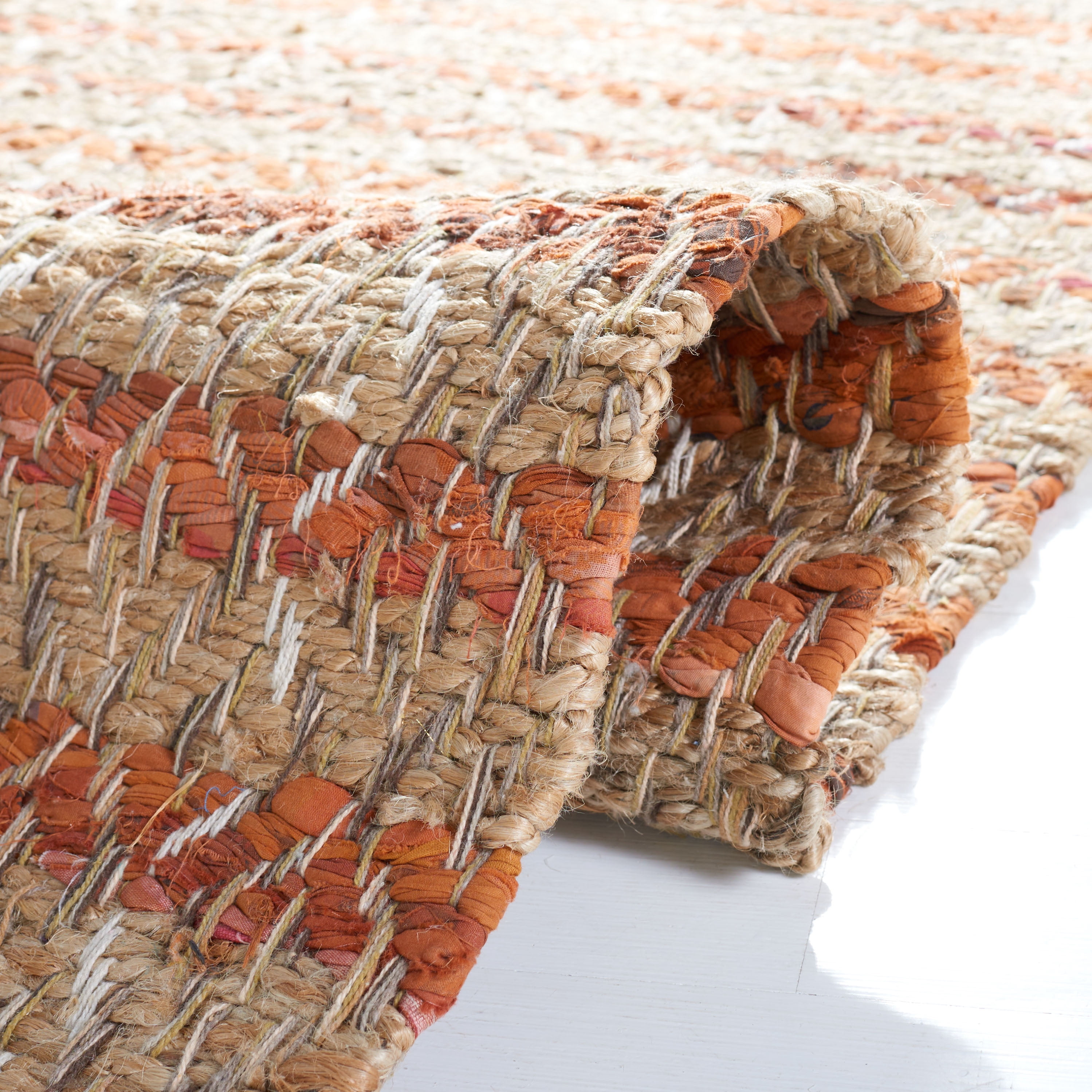 SAFAVIEH Cape Cod Valery Striped Area Rug, Orange/Natural, 8' x 10'