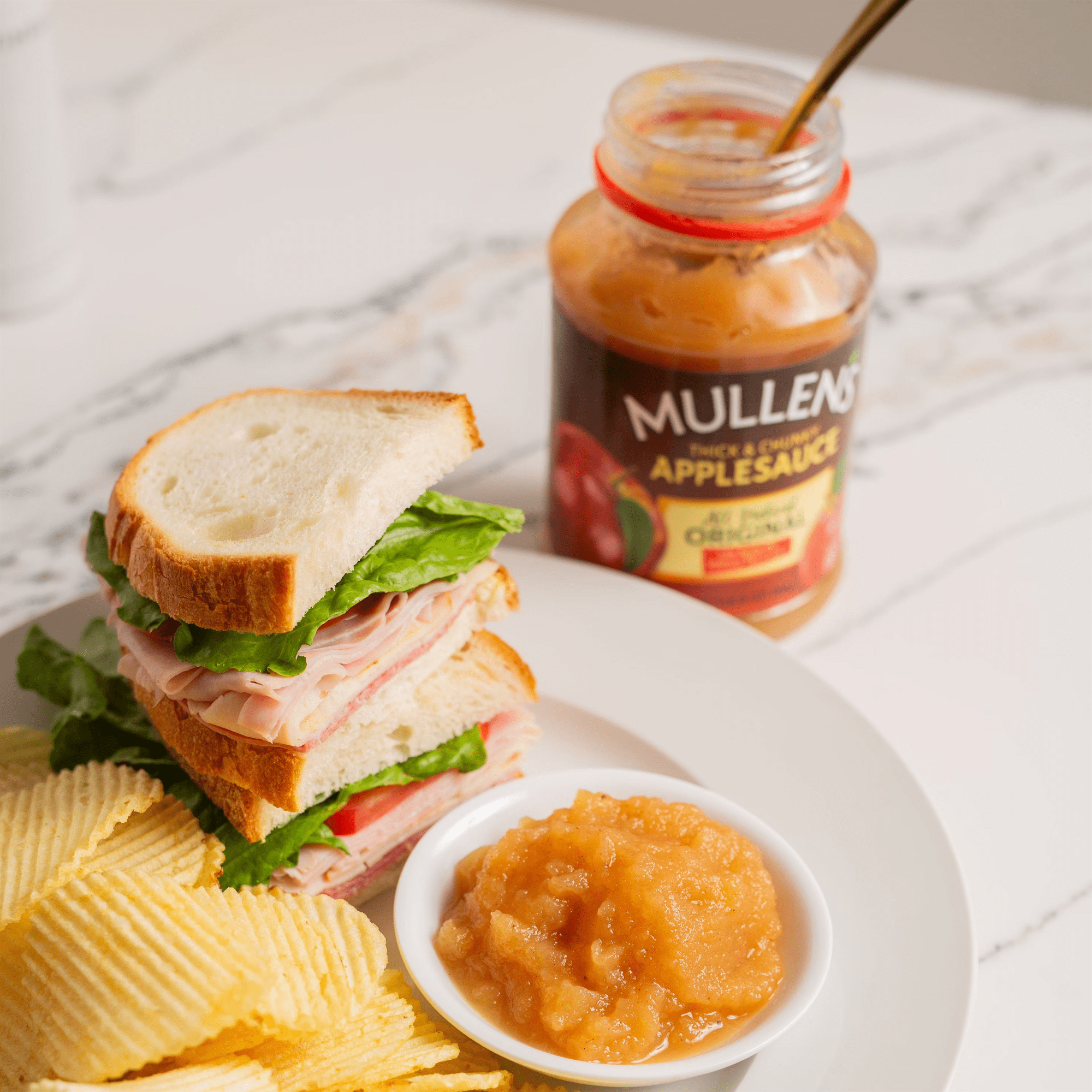 (4 pack) Mullen's Thick & Chunky Original Applesauce, 24 oz Jar