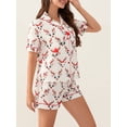 thumbnail image 3 of Christmas Pajama Set for Women Short Sleeve Tops + Elastic Waist Shorts Pjs Loungewear Set Holiday Sleepwear, 3 of 6
