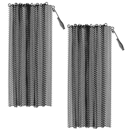 LOLIPPYY Set of 2 Grey Fireplace Mesh Screen Curtains Made of Iron for Indoor and Outdoor Use