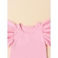 thumbnail image 4 of Canrulo Pure Cotton Newborn Infant Baby Girl Solid Ruffle Romper Bodysuit Jumpsuit Summer Clothes Pink 3-6 Months, 4 of 8