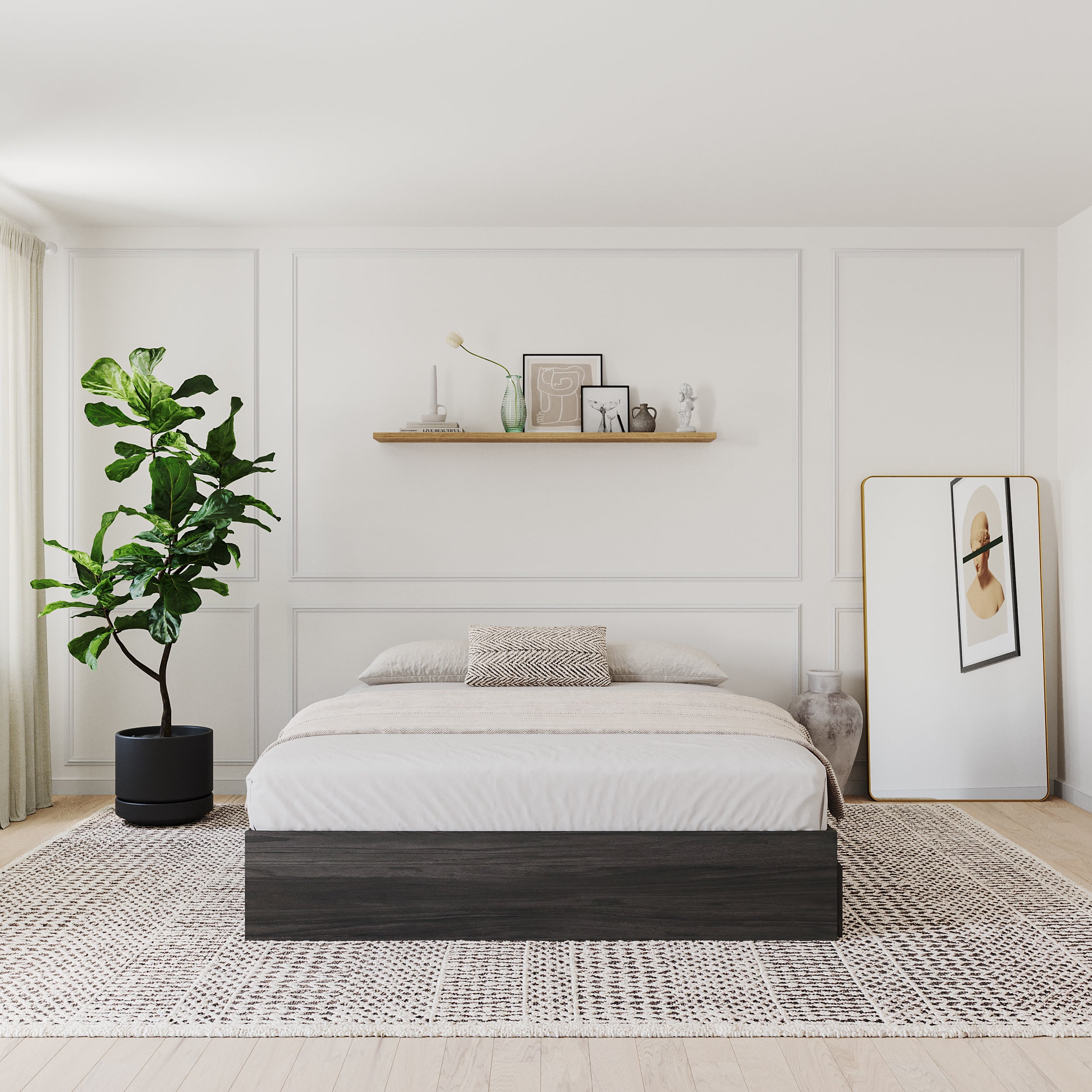 Nexera Full Size Storage Wood Bed Frame with 3 Drawers, Natural Nexera Full Size Storage Wood Bed Frame with 3 Drawers, Natural