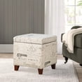 thumbnail image 6 of Homebeez Printed Linen Cube Storage Ottoman with Solid Wood Legs, Cube Footstool, Storage Cabinet, 18" H Weight Capacity 300LB White, 6 of 7