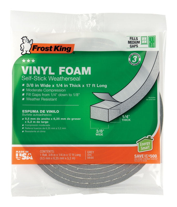 Frost King S214/17H Felt Weather-Strip 1-1/4-Inch by 3/16-Inch by 17-Feet Grey 
