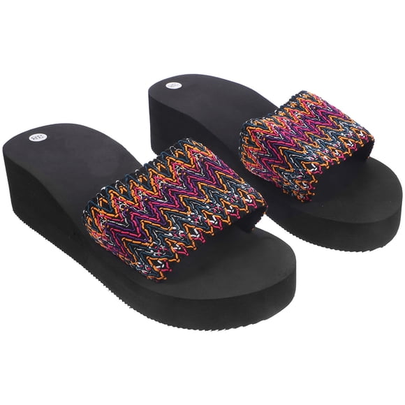 unbranded 1Par Sandalias Rojas Con Suela Gruesa Étnico Y Elástica