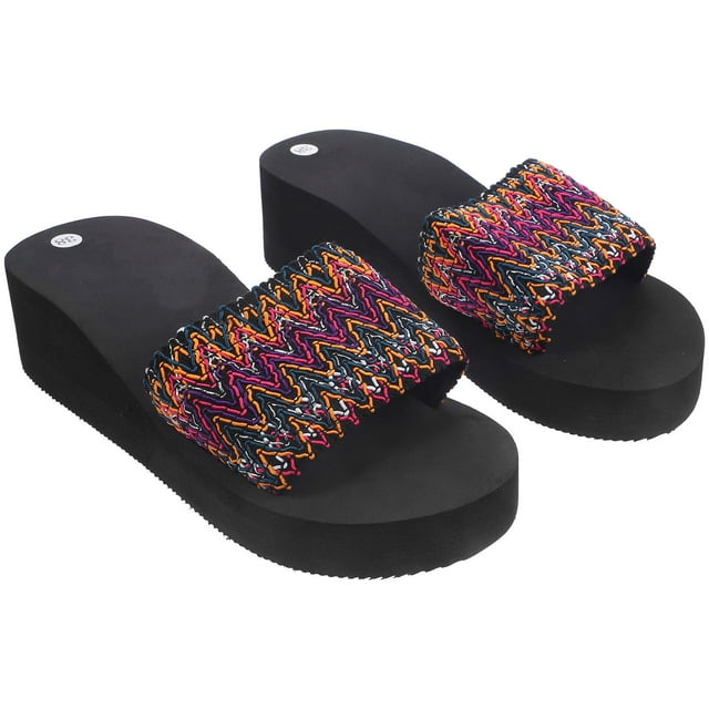 unbranded 1Par Sandalias Rojas Con Suela Gruesa Étnico Y Elástica